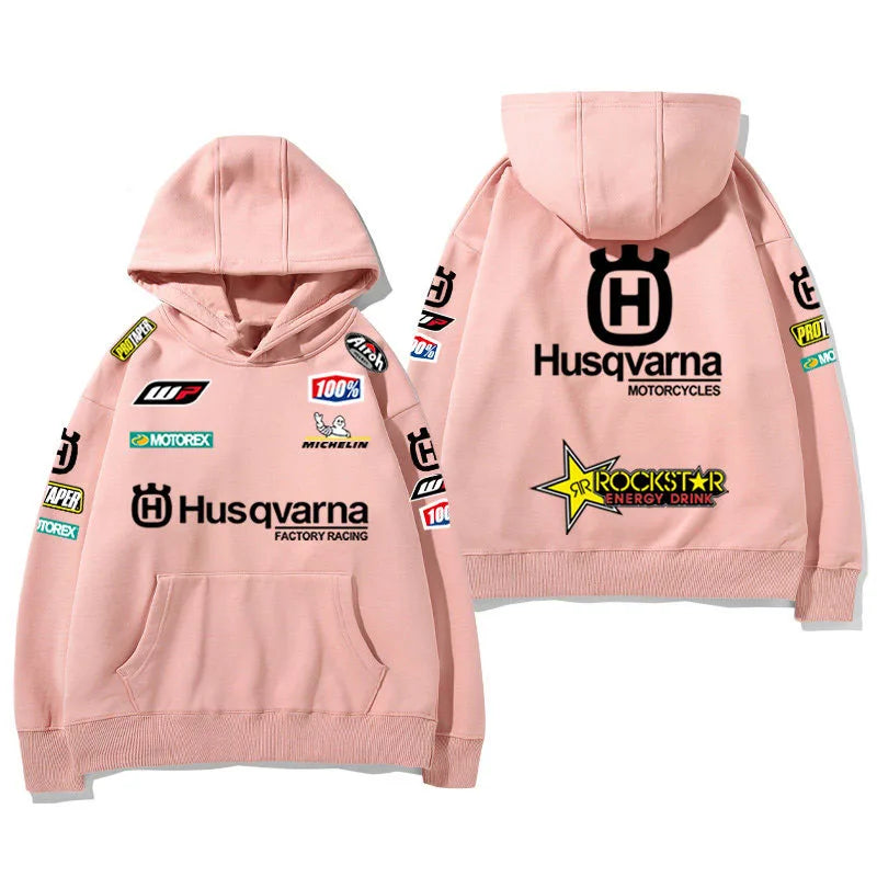 2026 New Husqvarna Racing Print Hoodie Men Casual Streetwear Sweatshirt Rockstar Energy Motocross Graphic Tops