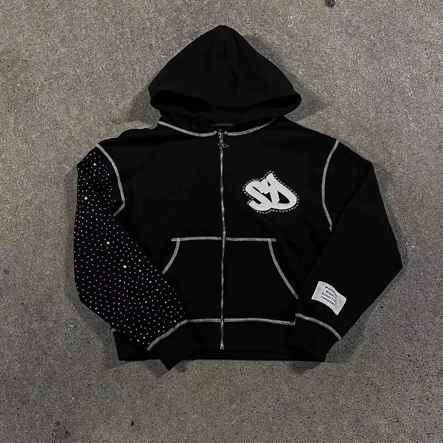 Y2K New American Fashion Trend Joker Sell Spot Zipper Hoodie Men Street Hip Hop Vintage Fleece Padded Sweatshirt Unisex Hoodie