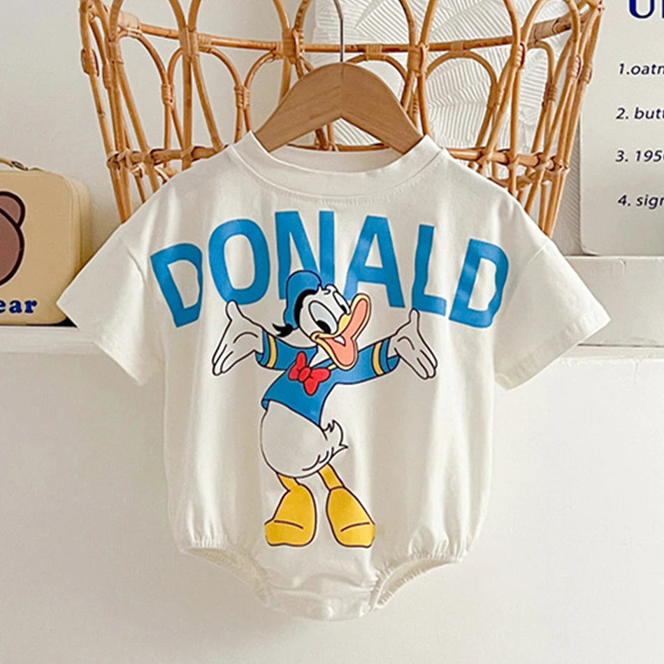 Disney Mickey Mouse Donald Duck Rompers Summer Toddler Cotton Soft Cartoon Jumpsuit Newborn Daisy Bodysuits for Baby Girls Boys