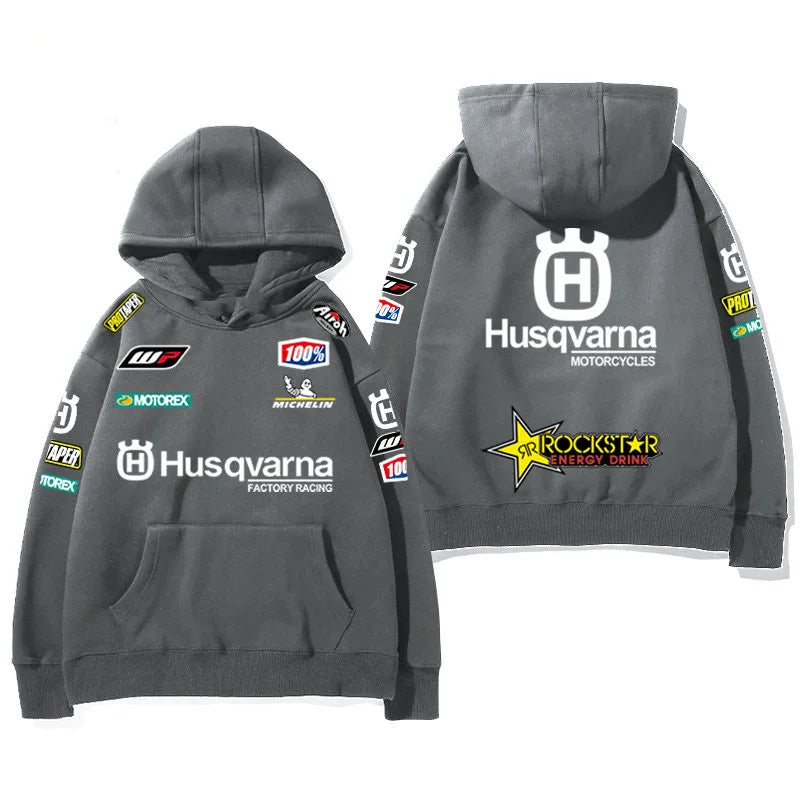 2026 New Husqvarna Racing Print Hoodie Men Casual Streetwear Sweatshirt Rockstar Energy Motocross Graphic Tops