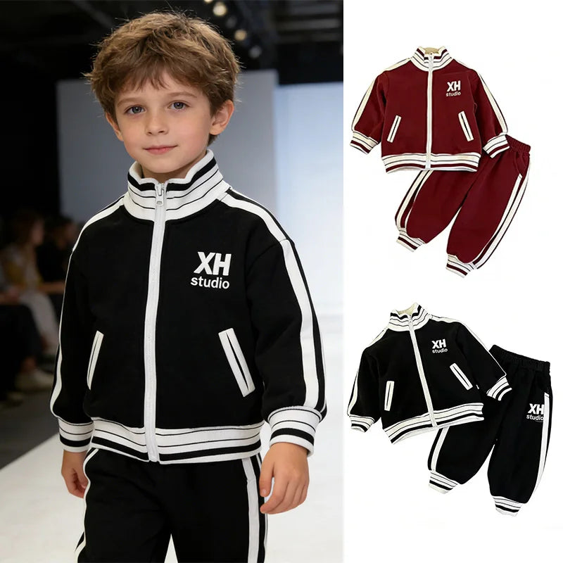 2026 New Kids 2-Piece Tracksuit Set Baby Outfit Casual Letter Print Sports Suit for Boys Girls Spring Autumn Fashion Clothes3-14