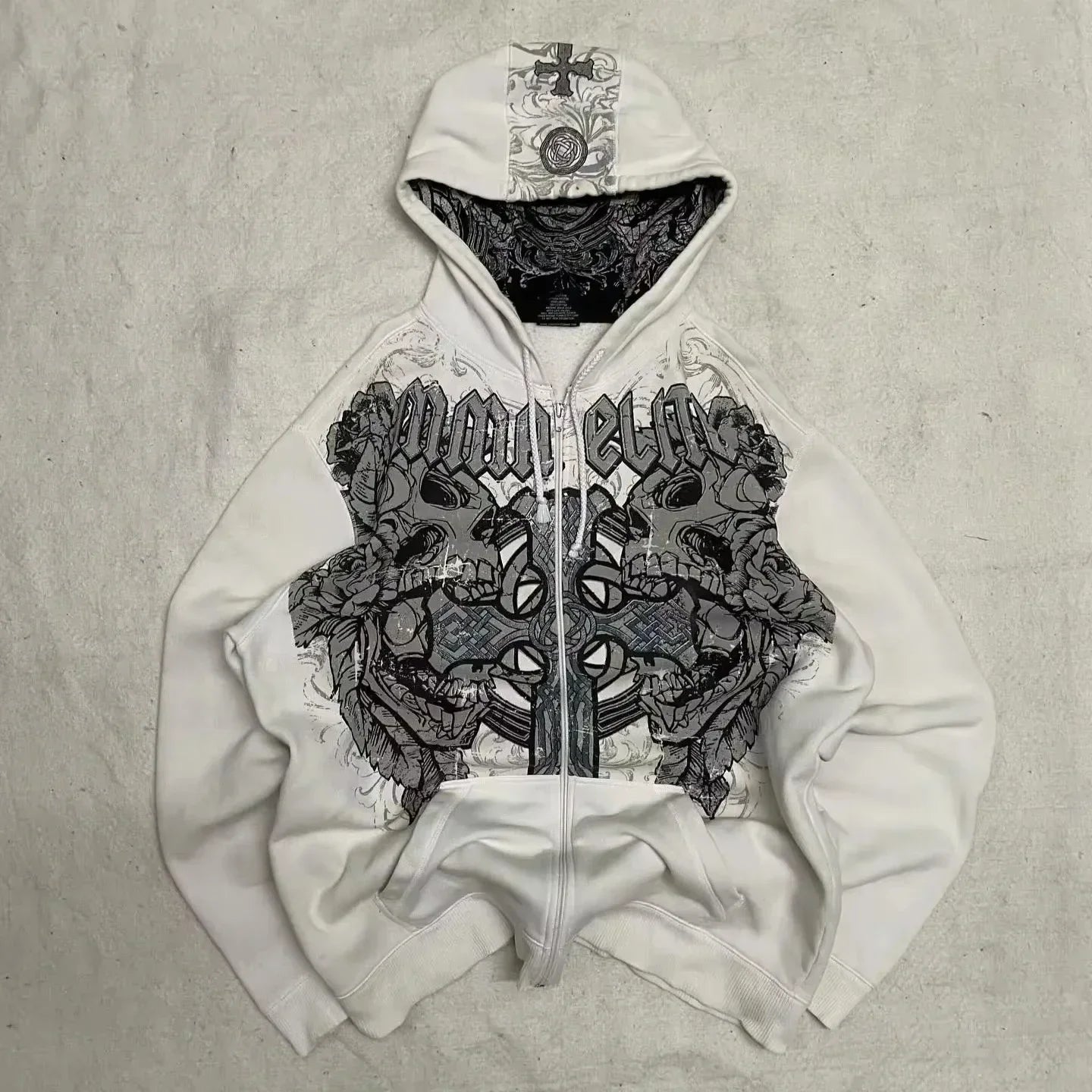Y2K New American Fashion Trend Joker Sell Spot Zipper Hoodie Men Street Hip Hop Vintage Fleece Padded Sweatshirt Unisex Hoodie